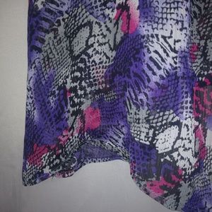 Beautiful M/L Purple Fushia Snake Asymmetric Sheer Tank Top